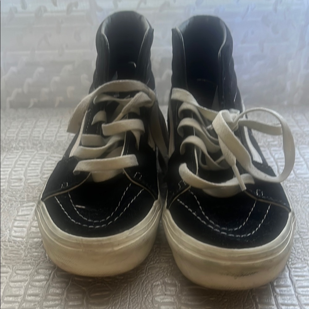 Vans Black and White High-Top Sneakers with Suede and Canvas